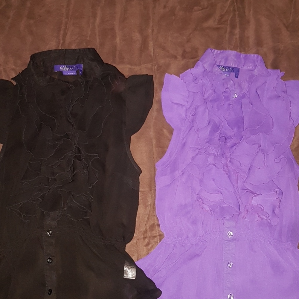 Ruffle blouse (only black one on left)